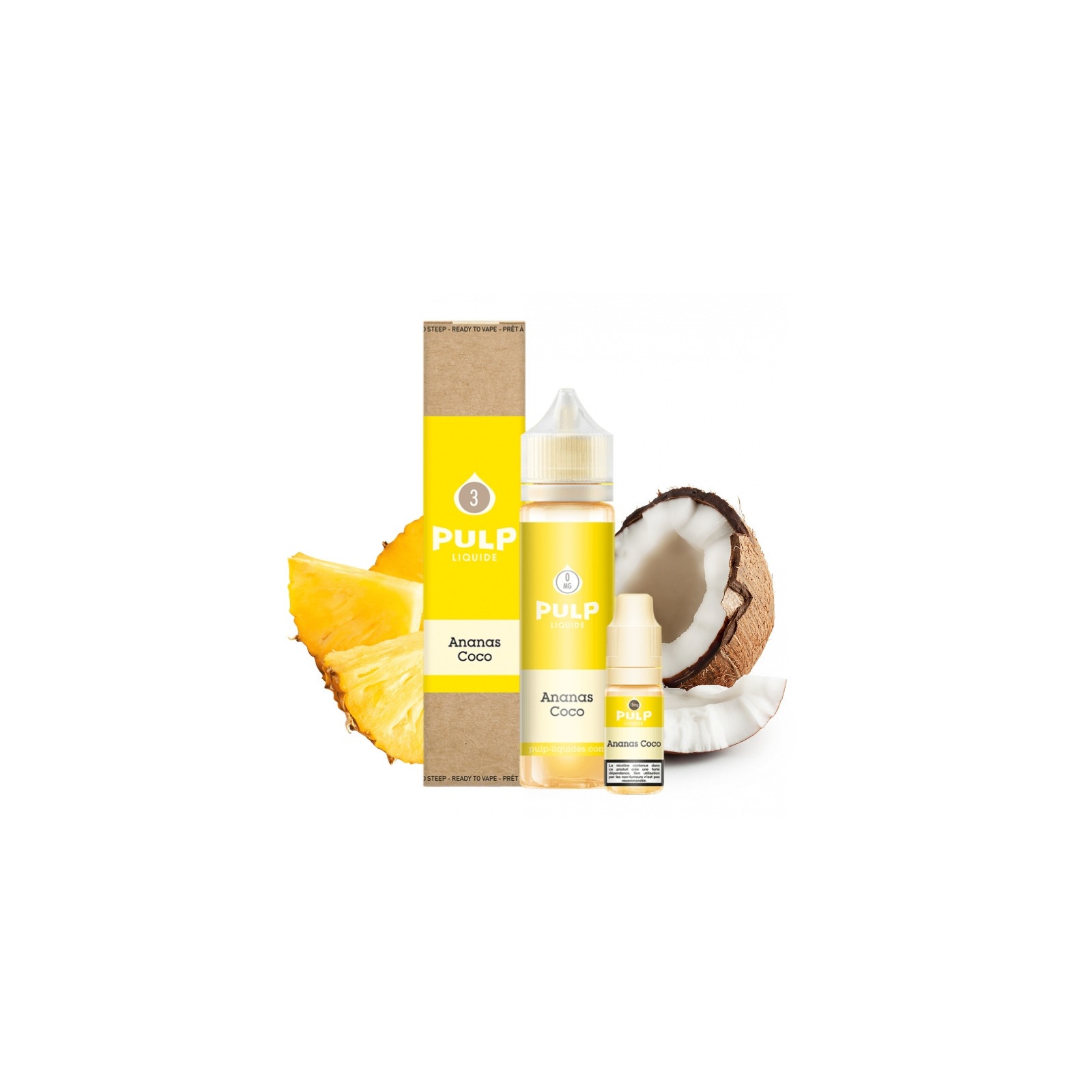 e liquide ananas coco E-liquide Ananas Coco 60 ml (Pack e-liquide + booster) Pulp