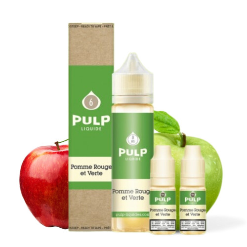 E-liquide Pomme Rouge et Verte 60 ml (Pack e-liquide + booster) Pulp | Le