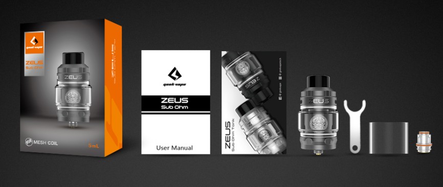 Clearomiseur Zeus Sub Ohm Tank Geek Vape kit contenu de la boite Samouri steam
